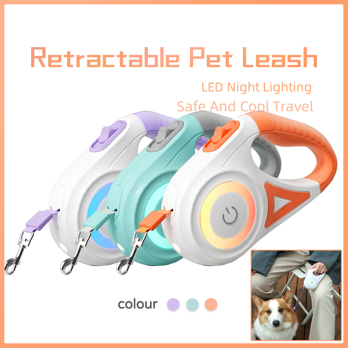 Dog Leash with LED lighting